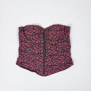Free w/ Purchase Jessica Simpson Floral Corset Red Roses Zip-up Front Closure
